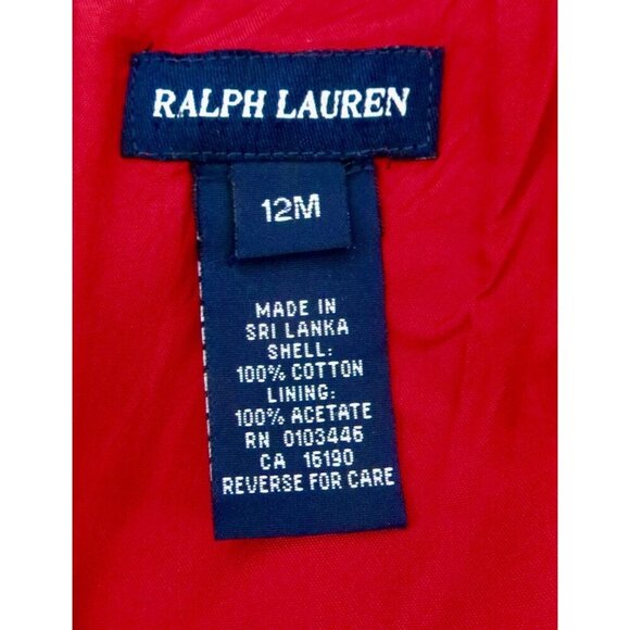 NEW! Ralph Lauren Baby Girls Velvet Paisley Print Dress Red Purple SZ 12 M - Picture 6 of 6